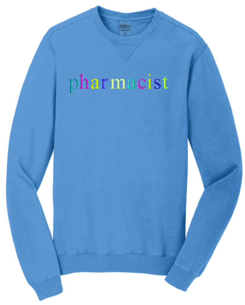 PHARMACIST COLORFUL emb on UNISEX Beach Wash Crewneck Sweatshirt