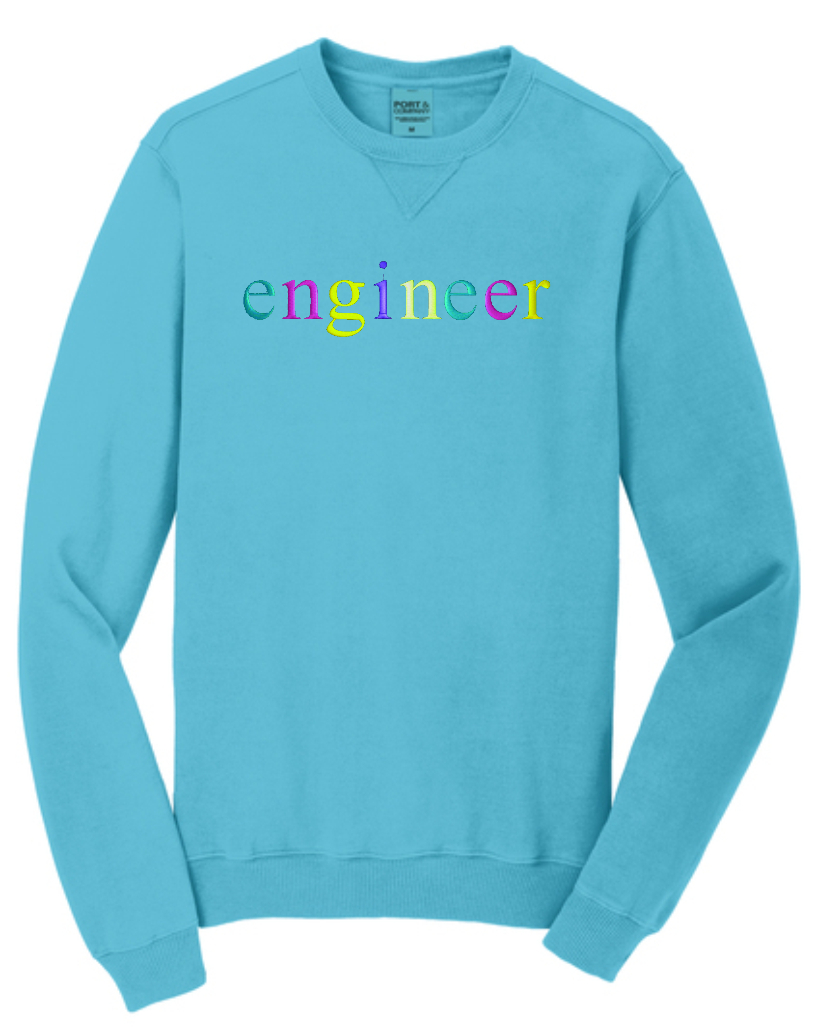 ENGINEER COLORFUL emb on UNISEX Beach Wash Crewneck Sweatshirt