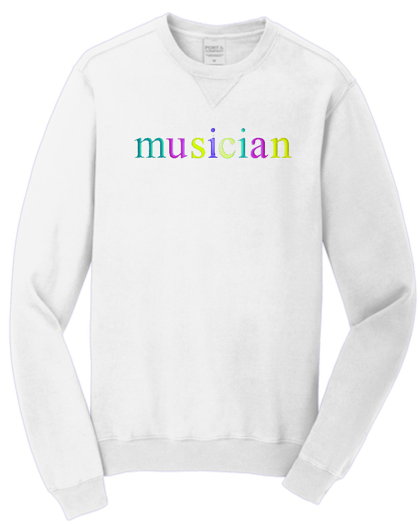 MUSICIAN COLORFUL emb on UNISEX Beach Wash Crewneck Sweatshirt