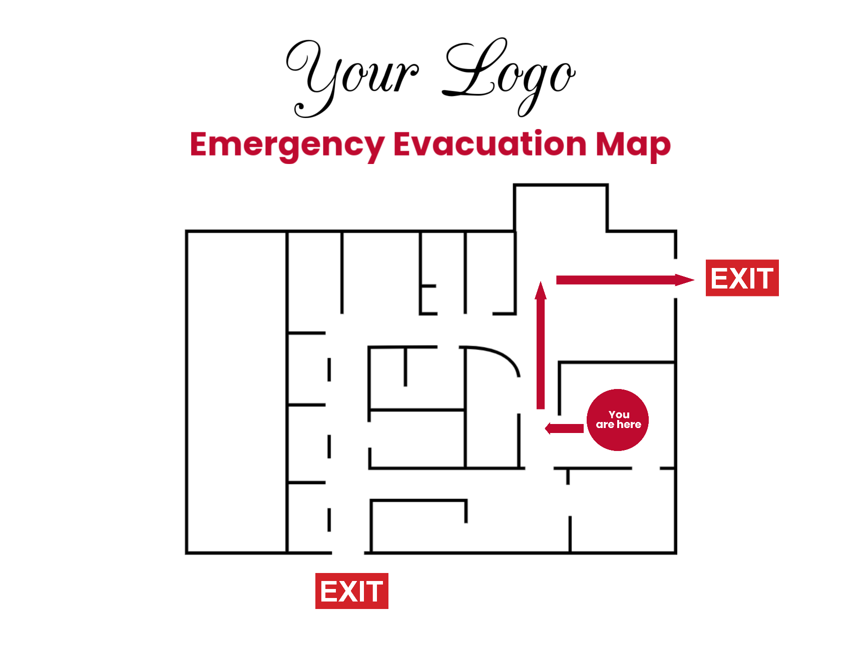 Emergency Evacuation Map 9 x 12 Tags map, fire, building, code