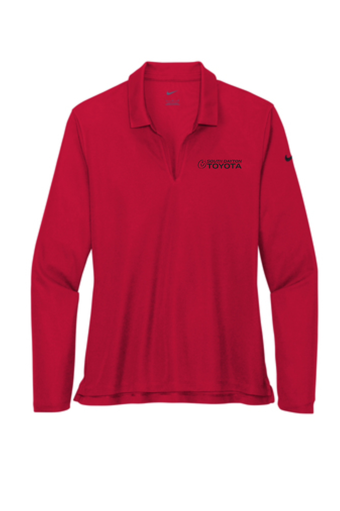 South Dayton Toyota – NKDC2105 Nike Ladies Dri-FIT Micro Pique 2.0 Long Sleeve Polo (All Black Logo)