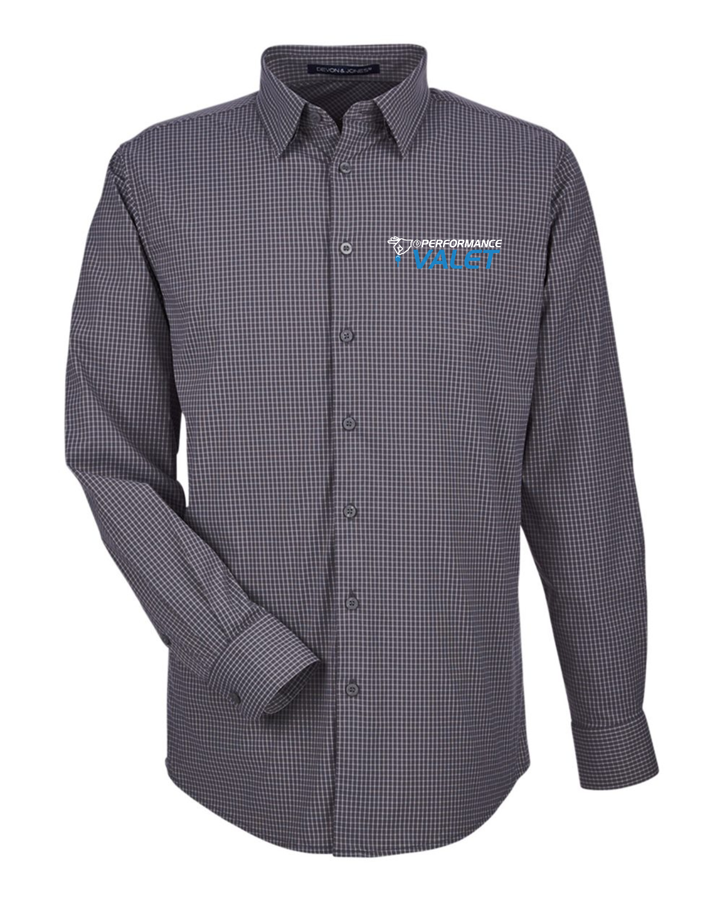 Performance Valet - Devon & Jones Men's CrownLux Performance® Tonal Mini Check Woven Dress Shirt - DG535