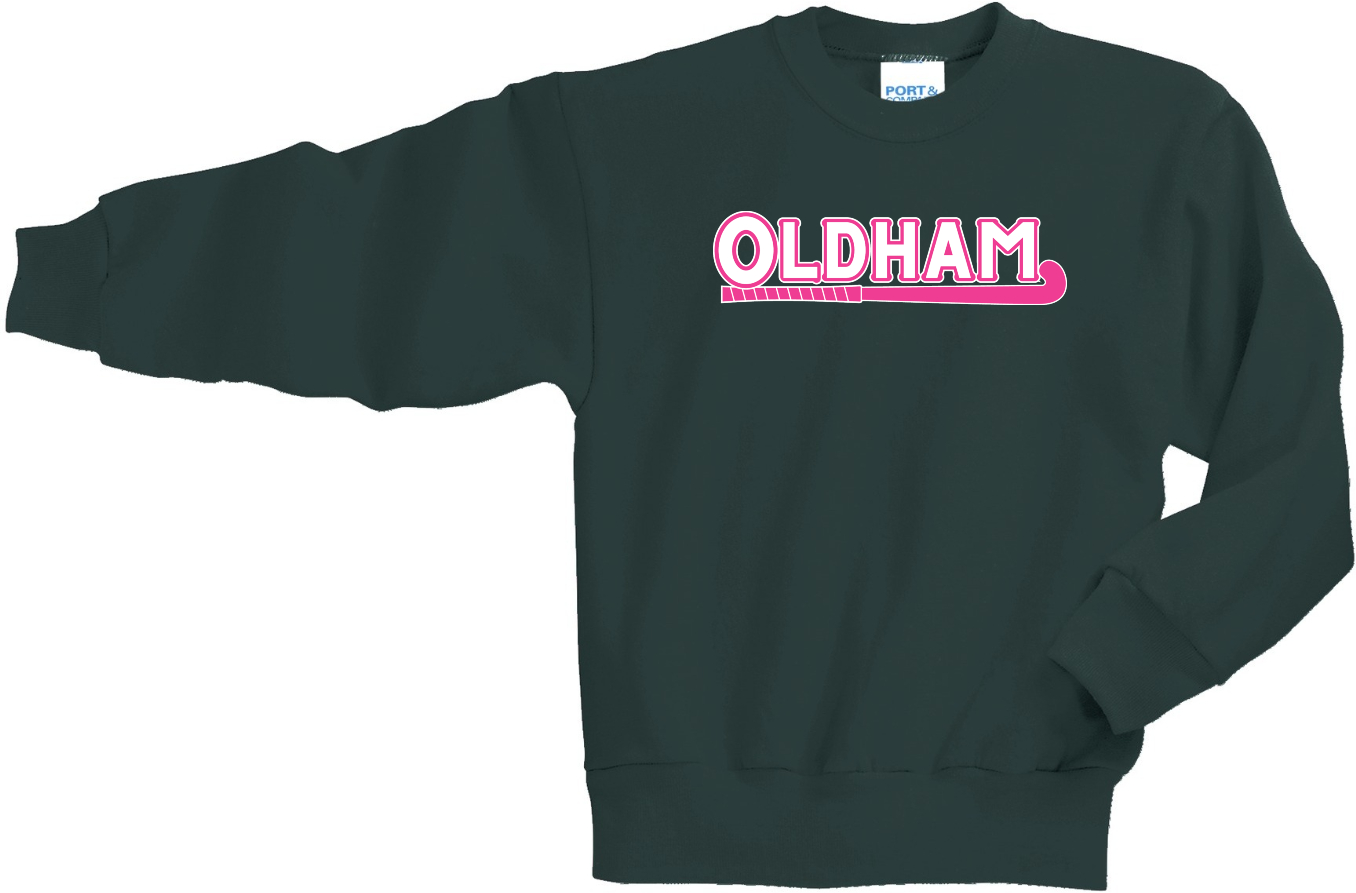 Port & Co™ Youth Core Fleece Crewneck Sweatshirt - PC90Y (Youth - Pink W Outline)