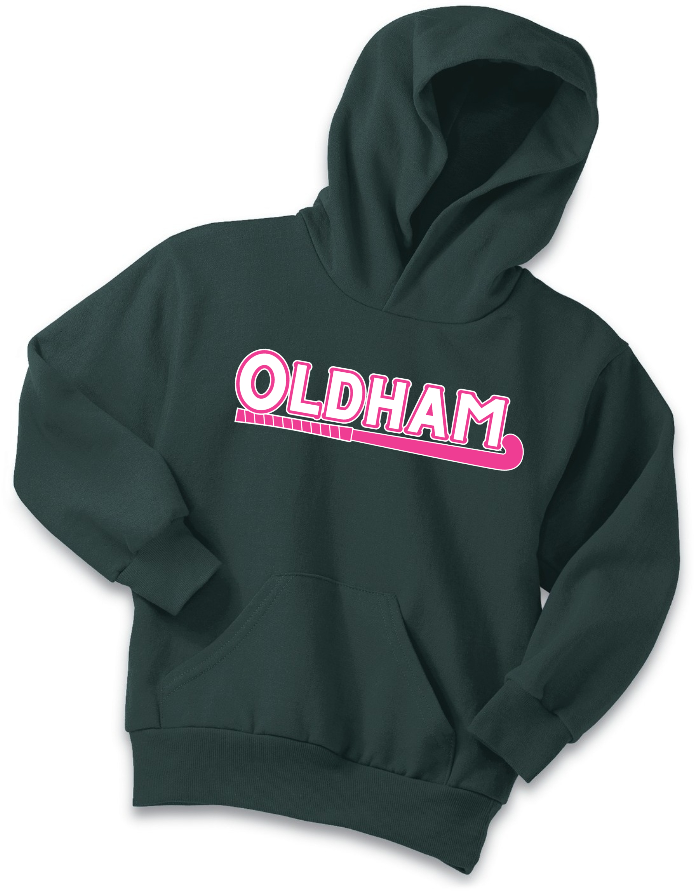 Port & Co™ Youth Core Fleece Pullover Hooded Sweatshirt - PC90YH (Youth - Pink W Outline)