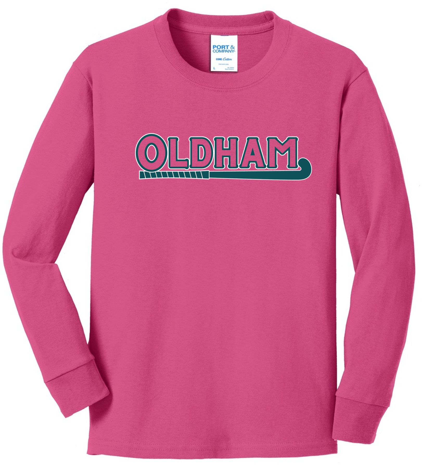 Port & Co™ Youth Long Sleeve Core Cotton Tee - PC54YLS (Youth - Green W Outline)