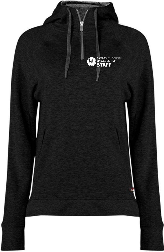 Ladies Hooded 1/4 Zip - Wht Ink