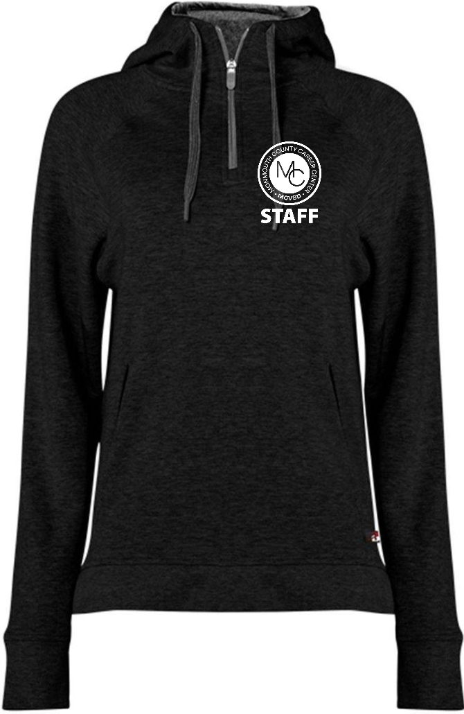 Ladies Hooded 1/4 Zip - Wht Ink