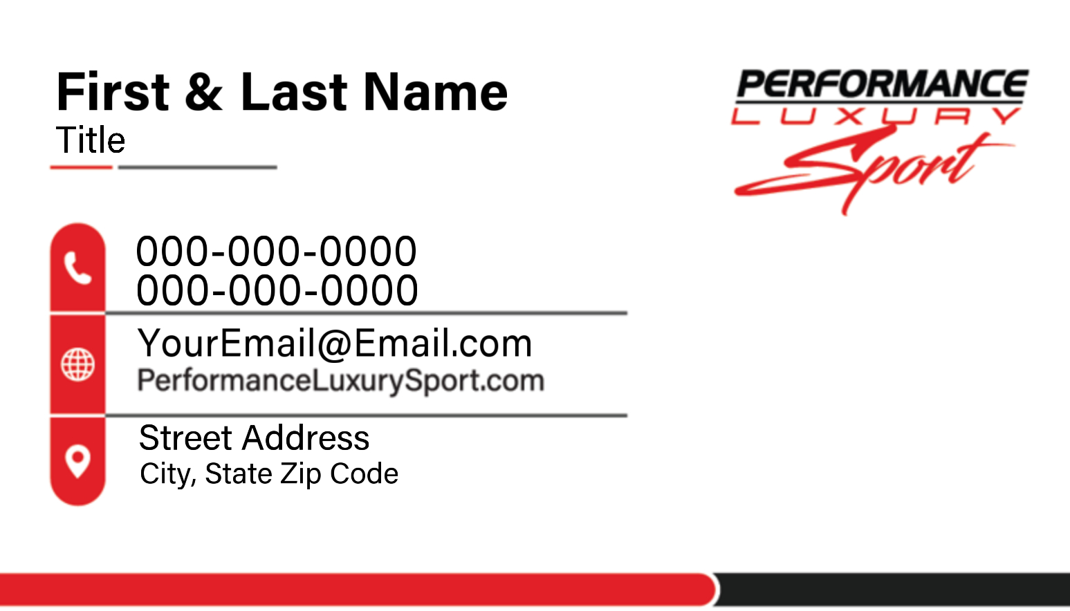 Performance Luxury – Business Cards