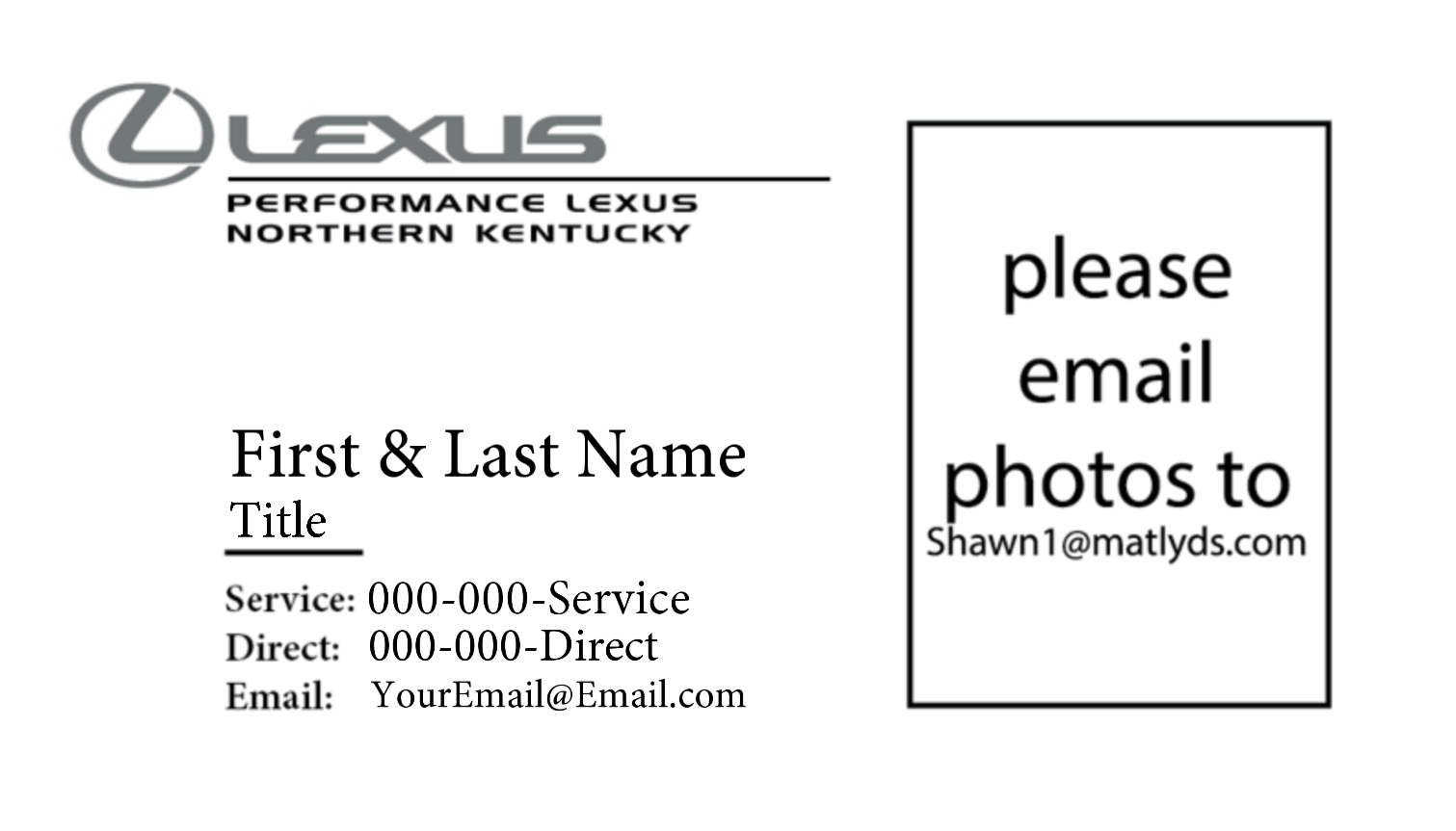 Performance Lexus Northern Kentucky – Business Cards