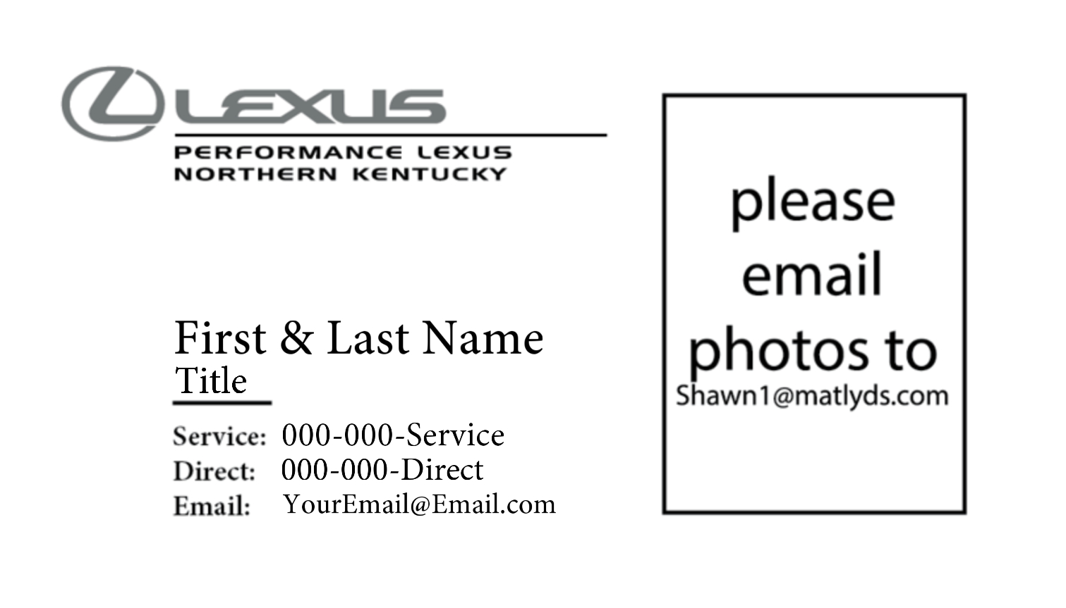 Performance Lexus Northern Kentucky – Business Cards