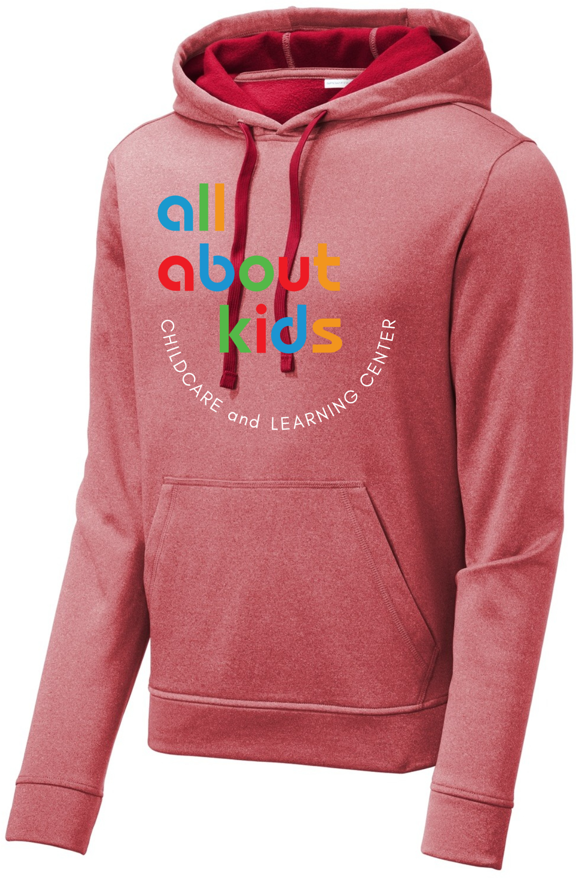 Sport-Tek ® PosiCharge ® Sport-Wick ® Heather Fleece Hooded Pullover – ST264 (White Full Front Logo)