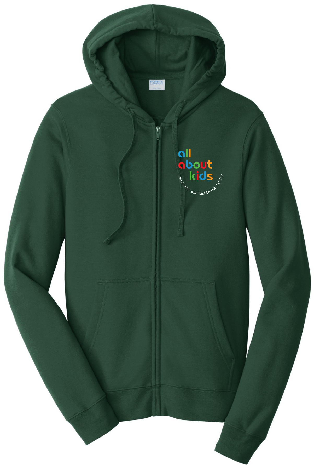 Port & Company® Fan Favorite™ Fleece Full-Zip Hooded Sweatshirt – PC850ZH (White Logo Left Chest)