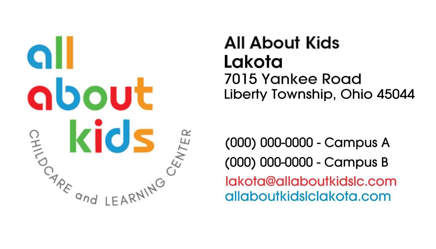 All About Kids Corporate - Business Card