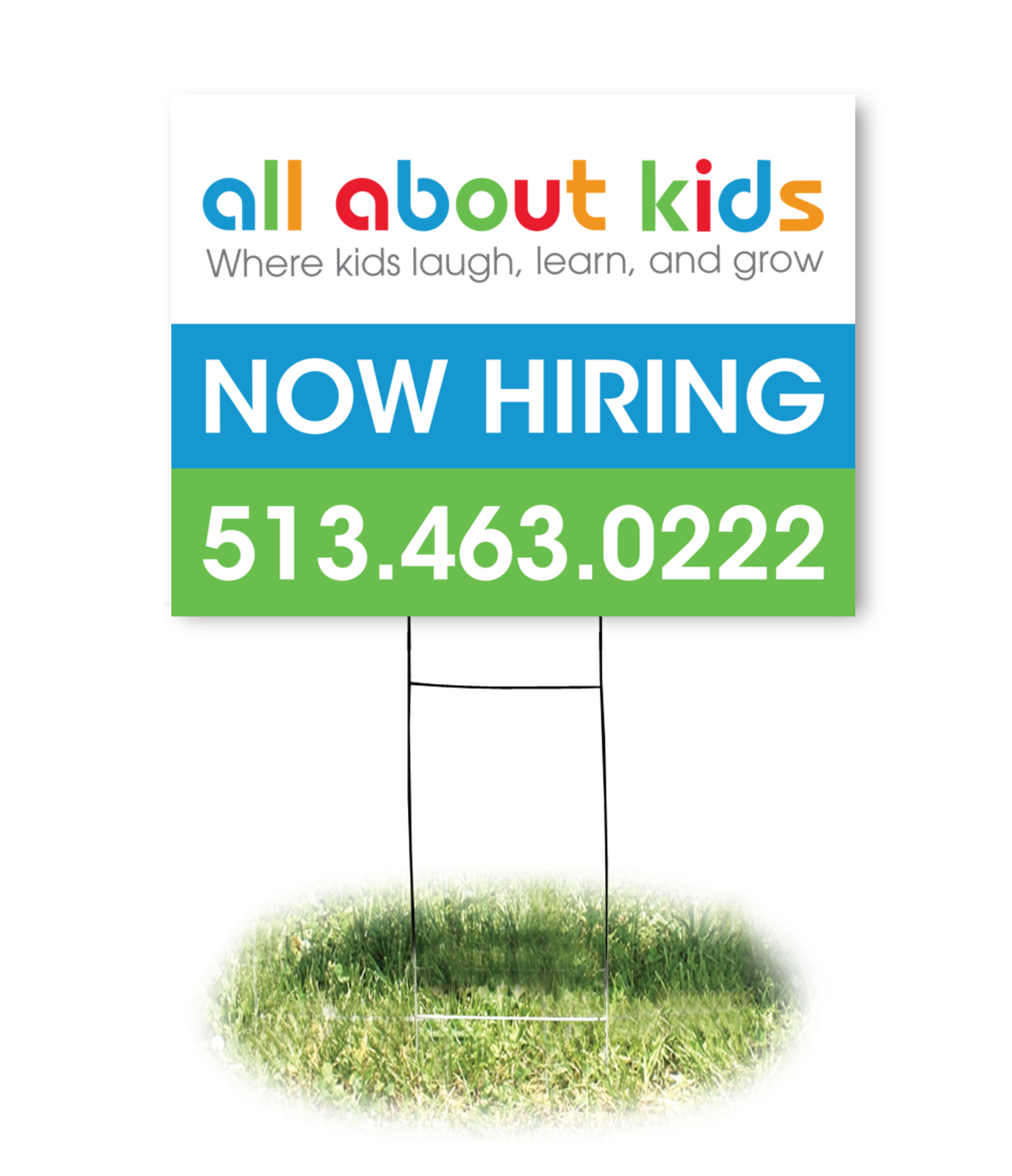 All About Kids - Now Hiring - 24"x18" Yard Sign