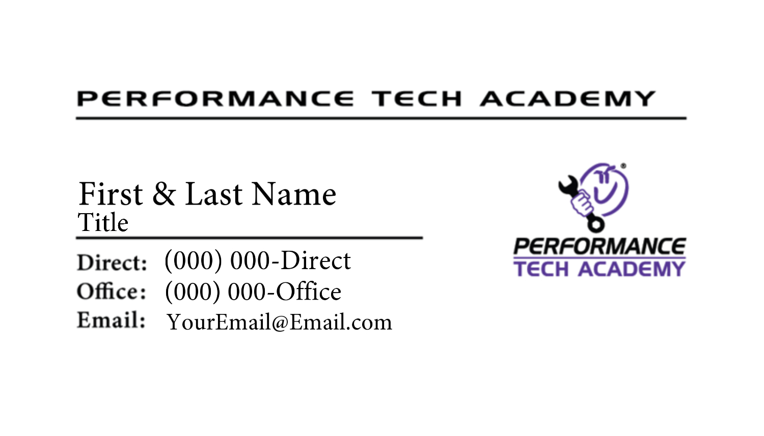 Performance Tech Academy – Business Cards