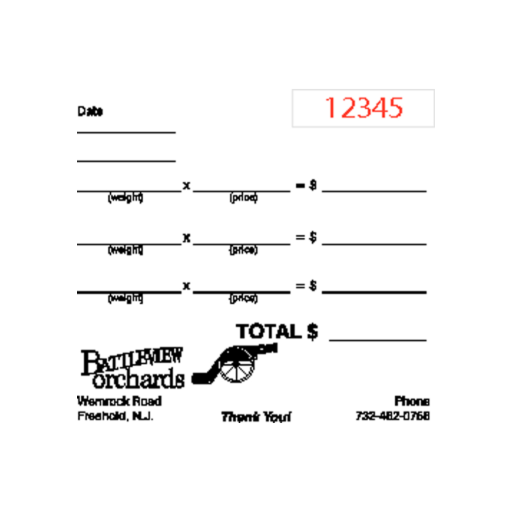 Battleview Orchards Pick-Your-Own Receipt