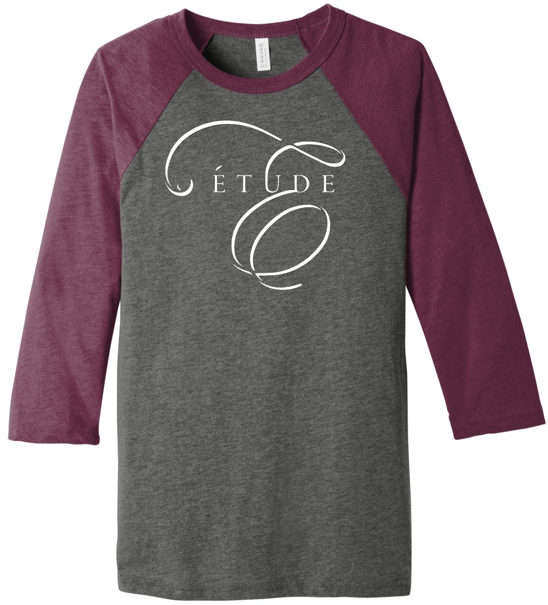 Bella+Canvas - 3/4 Sleeve Baseball Tee - Grey/Maroon