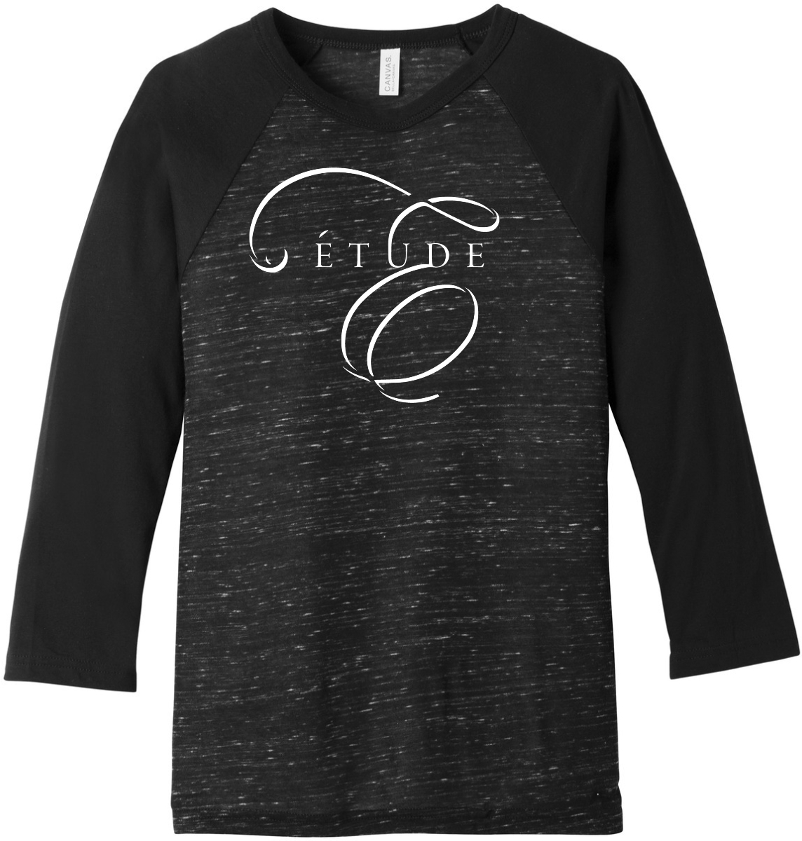 Bella+Canvas - 3/4 Sleeve Baseball Tee - Black Marble/Black