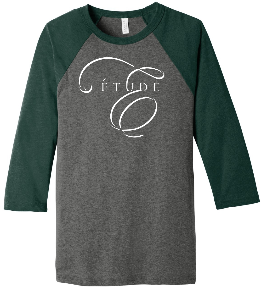 Bella+Canvas - 3/4 Sleeve Baseball Tee - Grey/Emerald