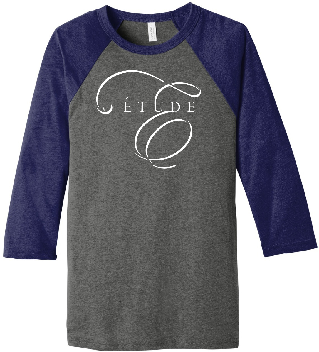 Bella+Canvas - 3/4 Sleeve Baseball Tee - Grey/Navy Tri-Blend