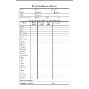 Forklift Inspection Ticket