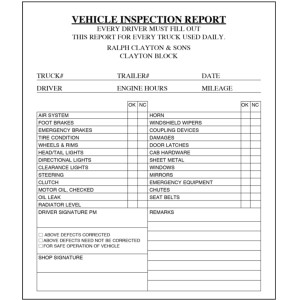 Vehicle Inspection Defect Ticket