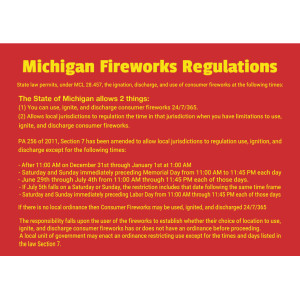 Postcard – Seasonal – Tags: fireworks, regulations, michigan, ordinance