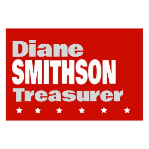 Poly Bag Sign, Political – 16 x 24 – Tags: re-elect, elect, election, politics, campaign, treasurer