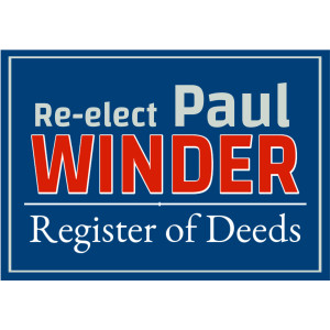 Poly Bag Sign, Political – 16 x 24 – Tags: re-elect, elect, election, politics, campaign, register of deeds