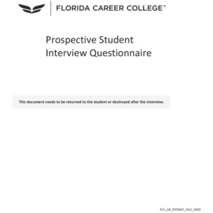 Prospective Student Interview Questionnaire
