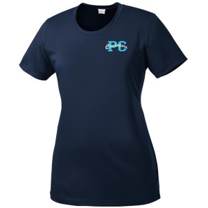 SPIRITWEAR design on Ladies 100% poly t-shirt