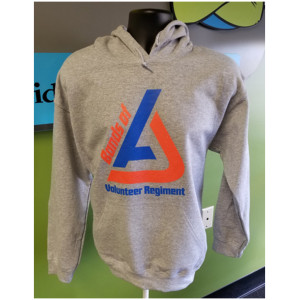 Long Sleeve Gildan Hooded Sweatshirt - Full Front - Heather Grey