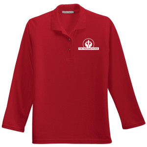 Port Authority® Ladies Silk Touch™ Long Sleeve Polo L500LS (White Logo)