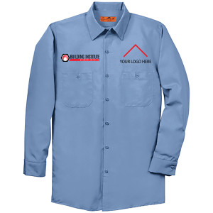 Building Institute - Red Kap® Long Size, Long Sleeve Industrial Work Shirt - SP14LONG (Black Logo) (Add Your Own)
