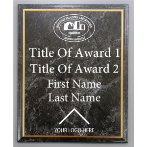 Improved Black Marble Finish Plaque with Gold Cove Edge DPKG810