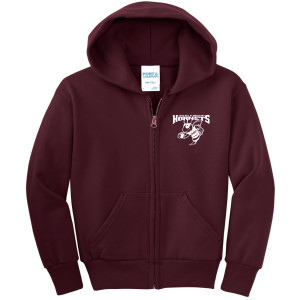 PC90YZH Maroon Zip Hoodie YOUTH