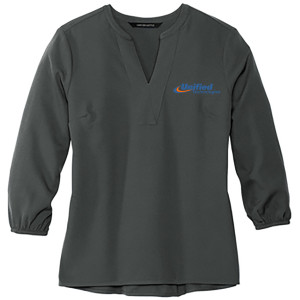 Mercer+Mettle™ Women's Stretch Crepe 3/4-Sleeve Blouse - MM2011 (Blue Logo)