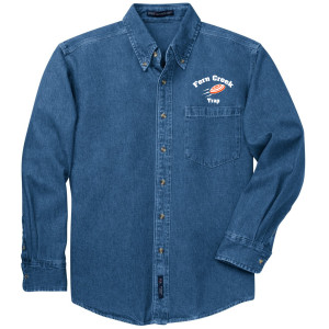 Port Authority® Heavyweight Denim Shirt - S100 (White Logo) Screen Print