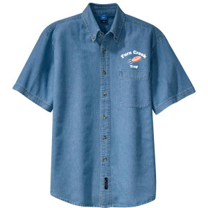 Port & Company® - Short Sleeve Value Denim Shirt - SP11 (White Logo) Screen Print