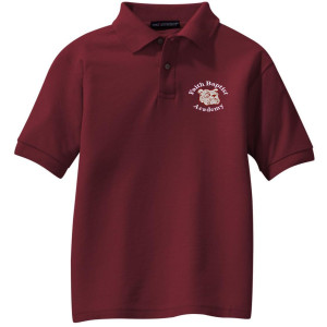 Youth Maroon Faith Baptist Cotton Blend Polo