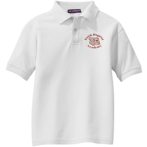 Youth White Faith Baptist Cotton Blend Polo