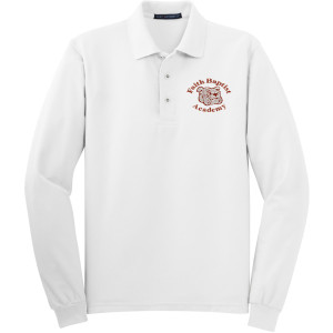 Adult White Faith Baptist Cotton Blend L/S Polo