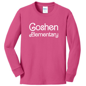 Port & Company® Youth Long Sleeve Core Cotton Tee - PC54YLS (White Barbie Logo)
