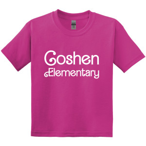 Gildan® - Youth DryBlend® 50 Cotton/50 Poly T-Shirt - 8000B (Pink Barbie Logo)