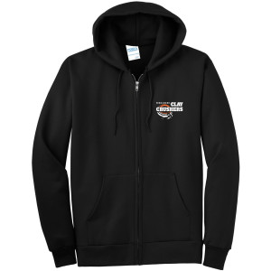 Clay Crushers - Port & Company® Essential Fleece Full-Zip Hooded Sweatshirt - PC90ZH (White Logo) DTF