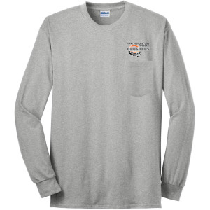 Clay Crushers - Gildan® - Ultra Cotton® 100% US Cotton Long Sleeve T-Shirt with Pocket - 2410 (Outlined Logo) DTF
