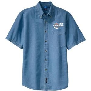 Clay Crushers - Port & Company® - Short Sleeve Value Denim Shirt - SP11 (White Logo) DTF