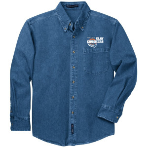 Clay Crushers - Port Authority® Heavyweight Denim Shirt - S100 (White Logo) DTF