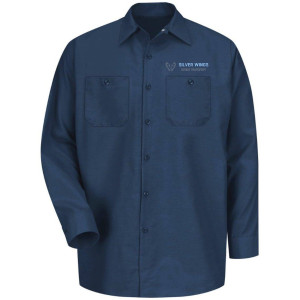 Navy- long sleeve industrial work shirt