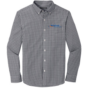 Port Authority ® Broadcloth Gingham Easy Care Shirt - W644 (Blue Logo)